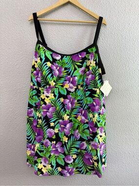 NWT Freshwater Tropical Floral Swim Dress Size 26W